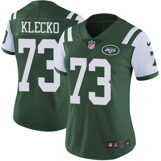 Women's Nike New York Jets 73 Joe Klecko Green Team Color Vapor Untouchable Limited Player NFL Jersey