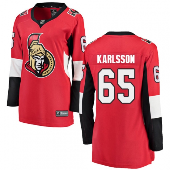 Women's Ottawa Senators 65 Erik Karlsson Fanatics Branded Red Home Breakaway NHL Jersey