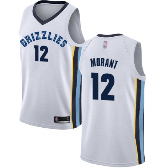 Youth Nike Memphis Grizzlies 12 Ja Morant White NBA Swingman Association Edition Jersey