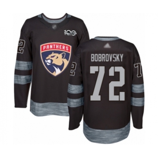 Men's Florida Panthers 72 Sergei Bobrovsky Authentic Black 1917-2017 100th Anniversary Hockey Jersey