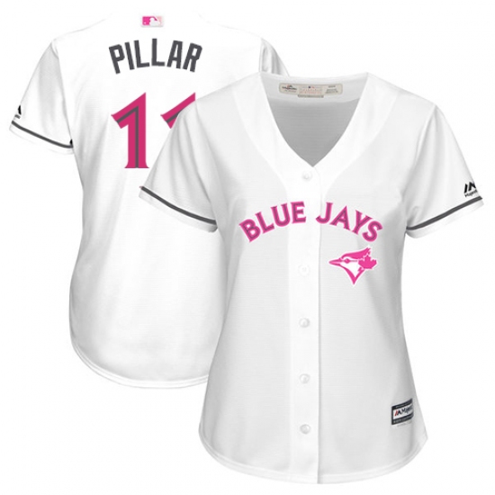 Women's Majestic Toronto Blue Jays 11 Kevin Pillar Authentic White Mother's Day Cool Base MLB Jersey