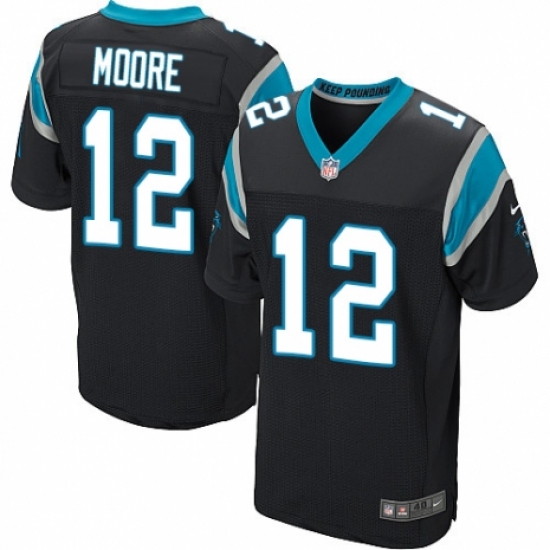 Men's Nike Carolina Panthers 12 D.J. Moore Elite Black Team Color NFL Jersey