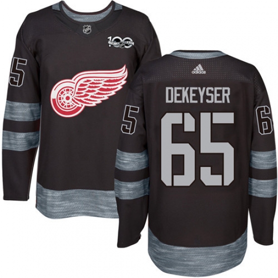 Men's Adidas Detroit Red Wings 65 Danny DeKeyser Authentic Black 1917-2017 100th Anniversary NHL Jersey