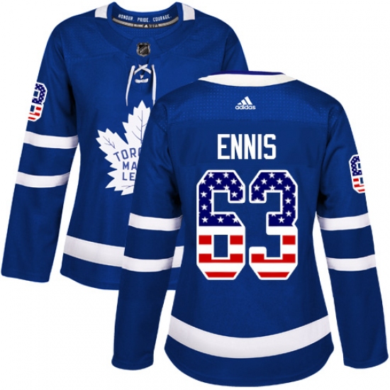 Women's Adidas Toronto Maple Leafs 63 Tyler Ennis Authentic Royal Blue USA Flag Fashion NHL Jersey