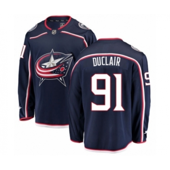 Youth Columbus Blue Jackets 91 Anthony Duclair Authentic Navy Blue Home Fanatics Branded Breakaway NHL Jersey