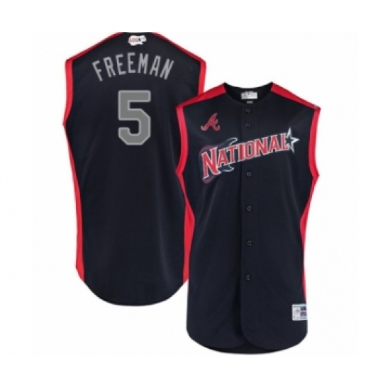 Youth Atlanta Braves 5 Freddie Freeman Authentic Navy Blue National League 2019 Baseball All-Star Jersey