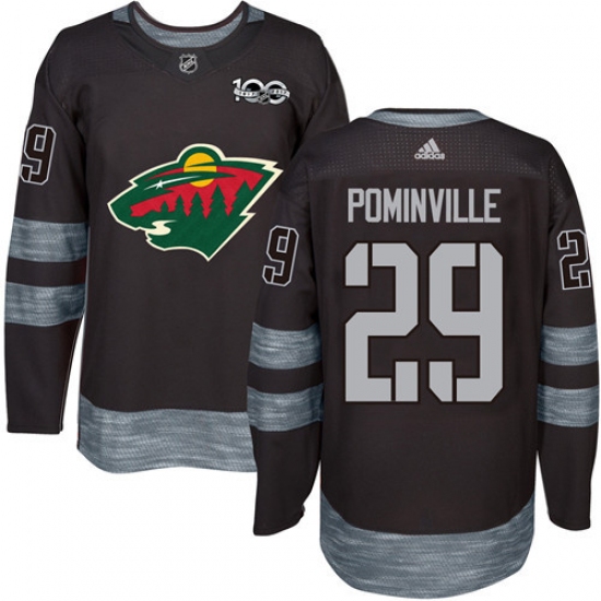 Adidas Minnesota Wild 29 Jason Pominville Black 1917-2017 100th Anniversary Stitched NHL Jersey