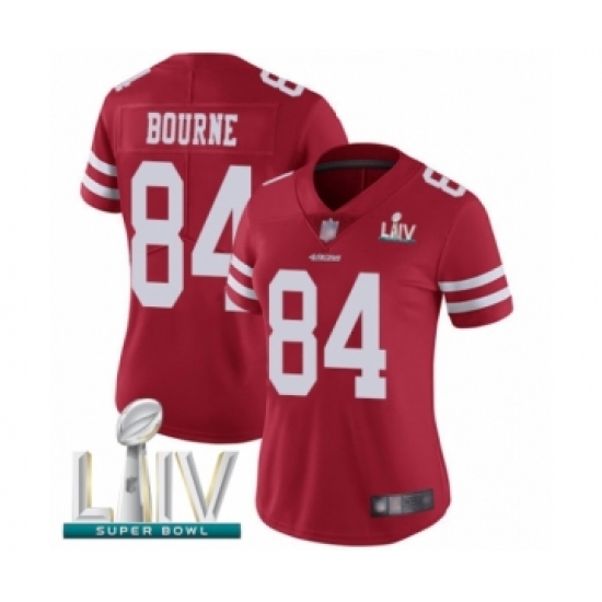 Women's San Francisco 49ers 84 Kendrick Bourne Red Team Color Vapor Untouchable Limited Player Super Bowl LIV Bound Football Jersey