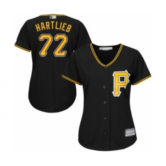 Women's Pittsburgh Pirates 72 Geoff Hartlieb Authentic Black Alternate Cool Base Baseball Player Jersey