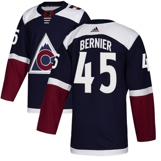 Youth Adidas Colorado Avalanche 45 Jonathan Bernier Authentic Navy Blue Alternate NHL Jersey