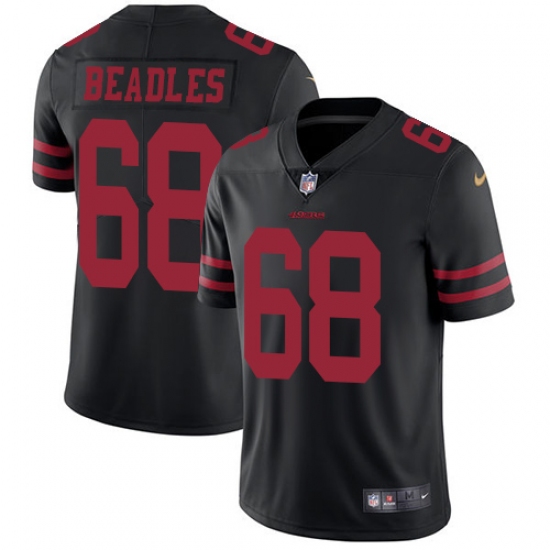 Men's Nike San Francisco 49ers 68 Zane Beadles Black Alternate Vapor Untouchable Limited Player NFL Jersey