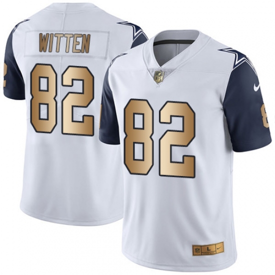 Men's Nike Dallas Cowboys 82 Jason Witten Limited White/Gold Rush NFL Jersey