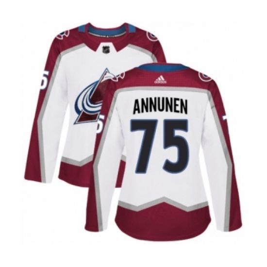 Women's Adidas Colorado Avalanche 75 Justus Annunen Authentic White Away NHL Jersey