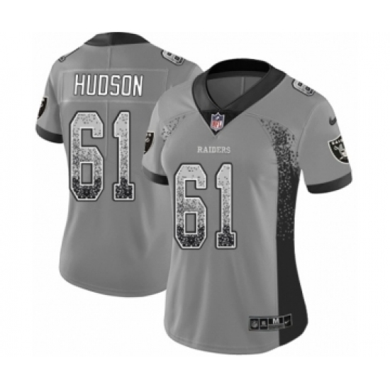 Women's Nike Oakland Raiders 61 Rodney Hudson Limited Gray Rush Drift Fashion NFL Jersey