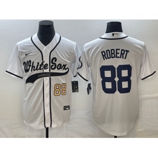 Men's Chicago White Sox 88 Luis Robert Number White Cool Base Stitched Baseball Jersey