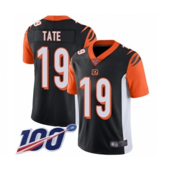 Men's Cincinnati Bengals 19 Auden Tate Black Team Color Vapor Untouchable Limited Player 100th Season Football Jersey
