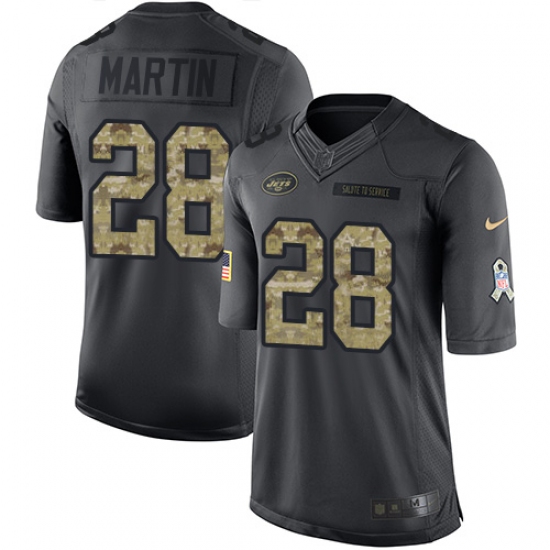 Men's Nike New York Jets 28 Curtis Martin Limited Black 2016 Salute to Service NFL Jersey