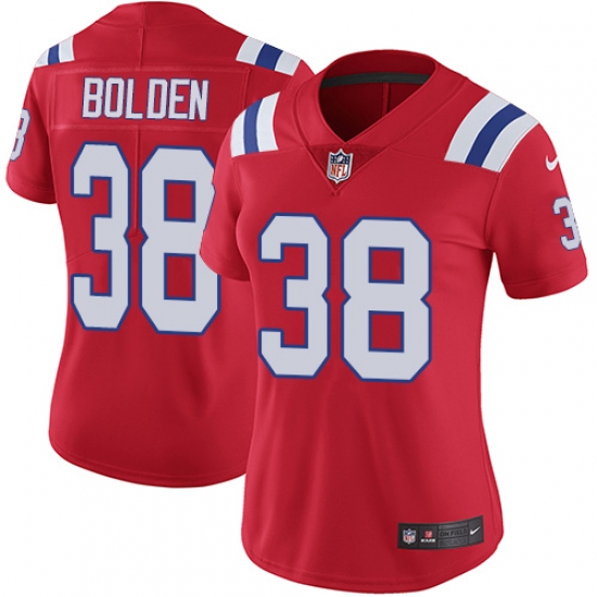 Women's Nike New England Patriots 38 Brandon Bolden Red Alternate Vapor Untouchable Limited Player NFL Jersey