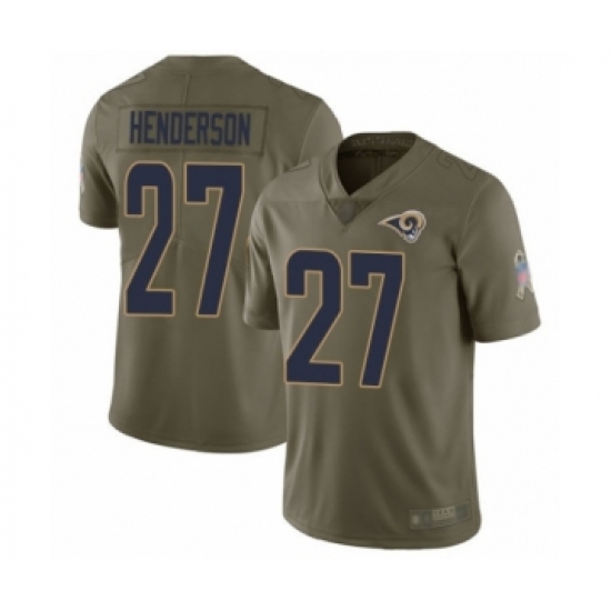Men's Los Angeles Rams 27 Darrell Henderson Limited Olive 2017 Salute to Service Football Jersey