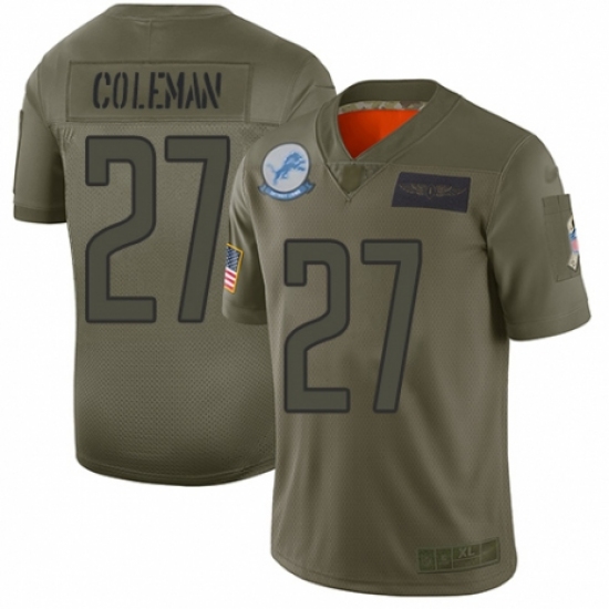 Men's Detroit Lions 27 Justin Coleman Limited Camo 2019 Salute to Service Football Jersey
