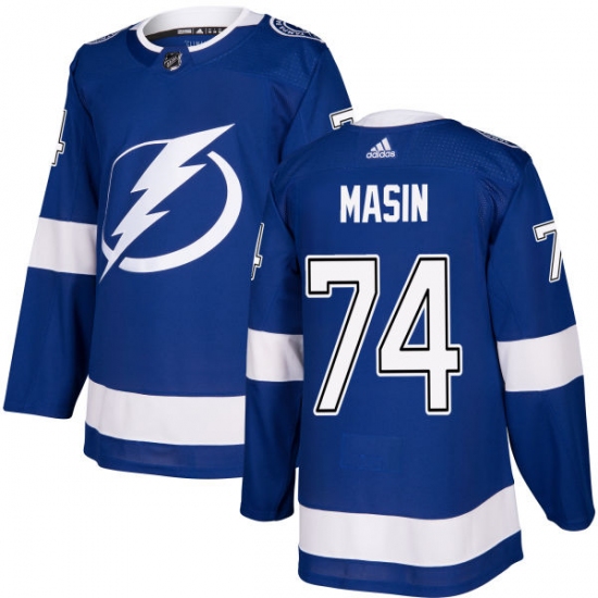 Men's Adidas Tampa Bay Lightning 74 Dominik Masin Premier Royal Blue Home NHL Jersey