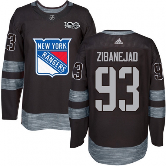 Men's Adidas New York Rangers 93 Mika Zibanejad Premier Black 1917-2017 100th Anniversary NHL Jersey