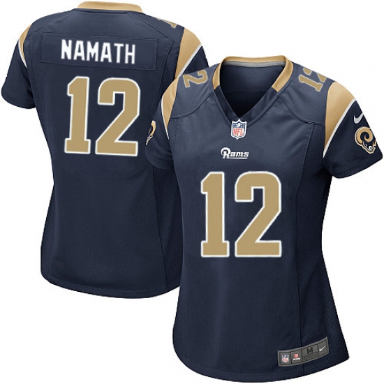 Women's Nike Los Angeles Rams 12 Joe Namath Game Navy Blue Team Color NFL Jersey