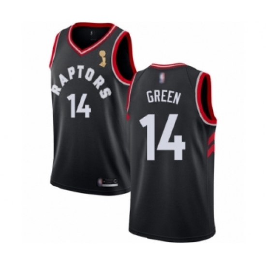 Men's Toronto Raptors 14 Danny Green Swingman Black 2019 Basketball Finals Champions Jersey Statement Edition