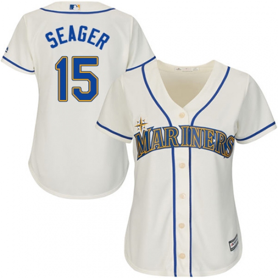 Women's Majestic Seattle Mariners 15 Kyle Seager Replica Cream Alternate Cool Base MLB Jersey
