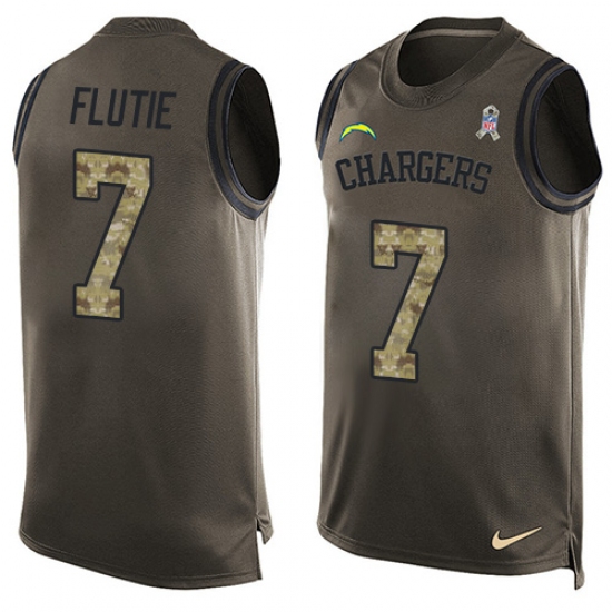 Men's Nike Los Angeles Chargers 7 Doug Flutie Limited Green Salute to Service Tank Top NFL Jersey
