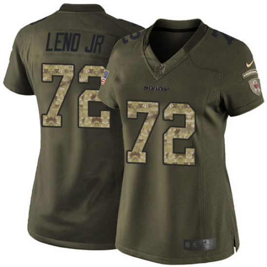 Women's Nike Chicago Bears 72 Charles Leno Elite Green Salute to Service NFL Jersey