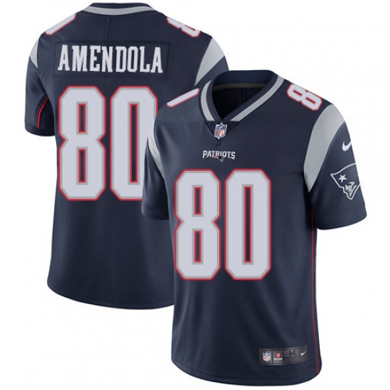 Youth Nike New England Patriots 80 Danny Amendola Navy Blue Team Color Vapor Untouchable Limited Player NFL Jersey