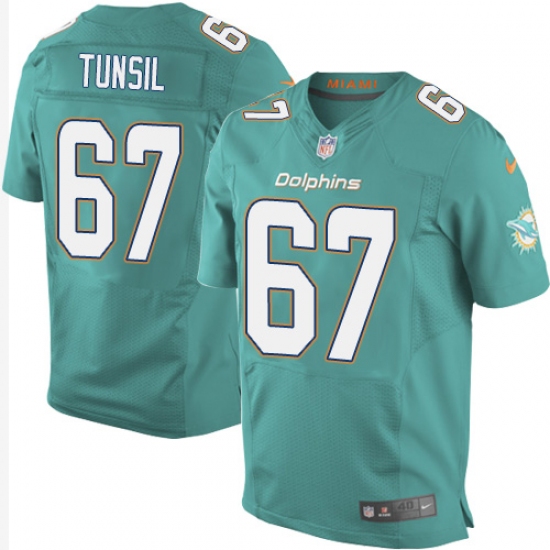 Men's Nike Miami Dolphins 67 Laremy Tunsil Elite Aqua Green Team Color NFL Jersey