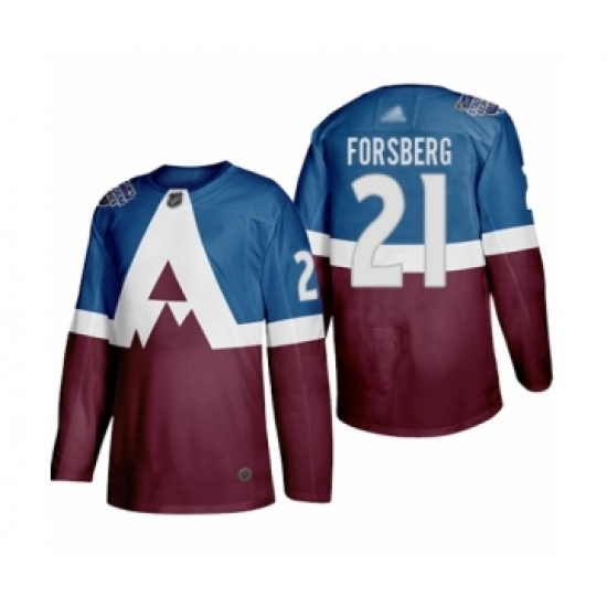 Youth Colorado Avalanche 21 Peter Forsberg Authentic Burgundy Blue 2020 Stadium Series Hockey Jersey