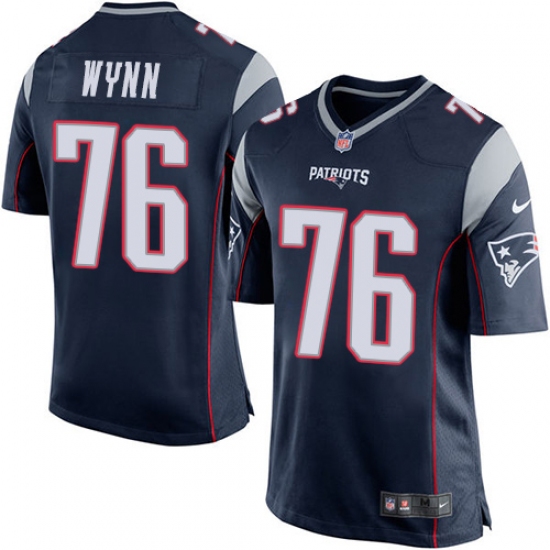 Men's Nike New England Patriots 76 Isaiah Wynn Game Navy Blue Team Color NFL Jersey