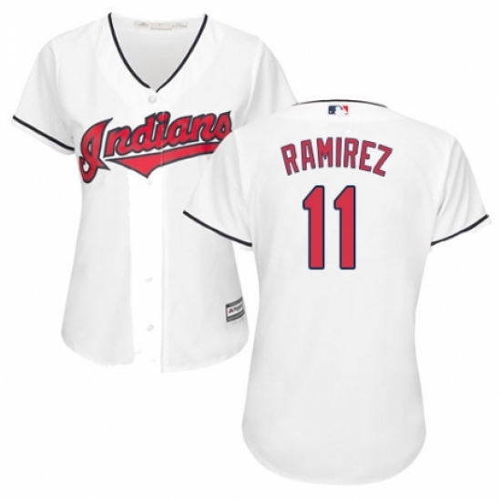 Women's Majestic Cleveland Indians 11 Jose Ramirez Replica White Home Cool Base MLB Jersey