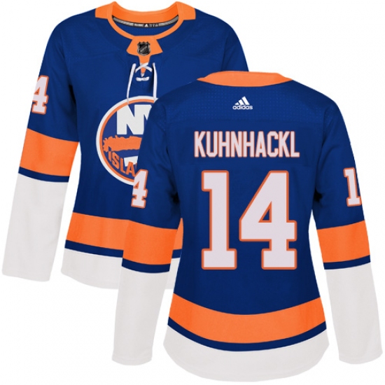 Women's Adidas New York Islanders 14 Tom Kuhnhackl Premier Royal Blue Home NHL Jersey