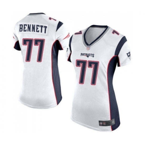 Women's New England Patriots 77 Michael Bennett Game White Football Jersey