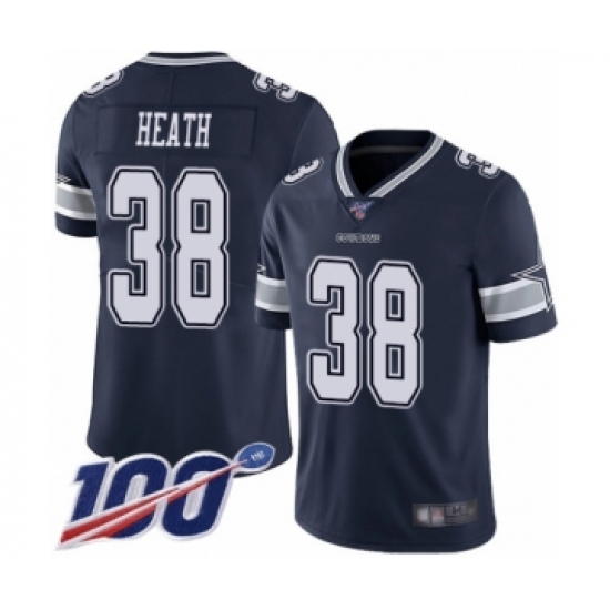 Men's Dallas Cowboys 38 Jeff Heath Navy Blue Team Color Vapor Untouchable Limited Player 100th Season Football Jersey