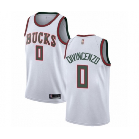 Youth Milwaukee Bucks 0 Donte DiVincenzo Authentic White Fashion Hardwood Classics Basketball Jersey