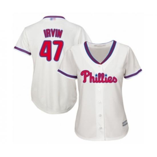 Women's Philadelphia Phillies 47 Cole Irvin Authentic Cream Alternate Cool Base Baseball Player Jersey
