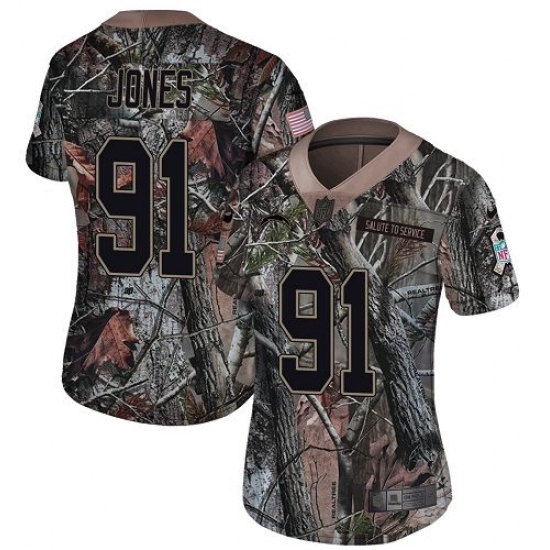 Women's Nike Los Angeles Chargers 91 Justin Jones Limited Camo Rush Realtree NFL Jersey
