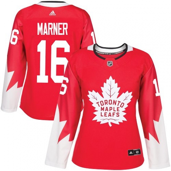 Women's Adidas Toronto Maple Leafs 16 Mitchell Marner Authentic Red Alternate NHL Jersey