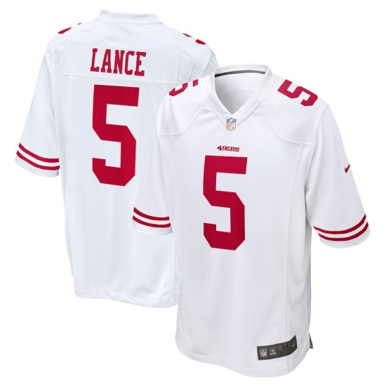 Men's San Francisco 49ers 5 Trey Lance White Nike Scarlet Player Game Jersey