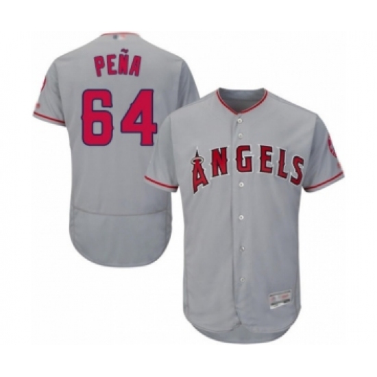 Men's Los Angeles Angels of Anaheim 64 Felix Pena Grey Road Flex Base Authentic Collection Baseball Player Jersey