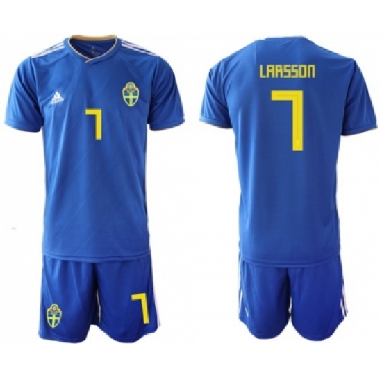 Sweden 7 Larsson Away Soccer Country Jersey