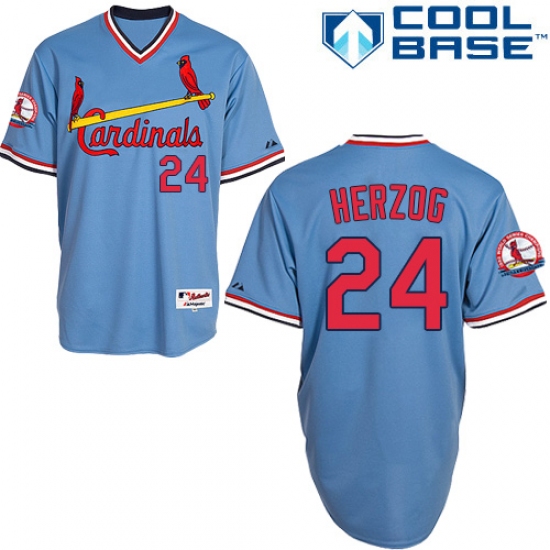 Men's Majestic St. Louis Cardinals 24 Whitey Herzog Authentic Blue 1982 Turn Back The Clock MLB Jersey