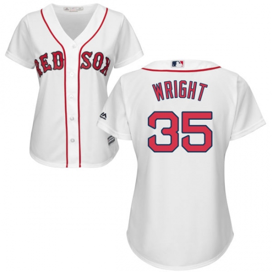Women's Majestic Boston Red Sox 35 Steven Wright Authentic White Home MLB Jersey