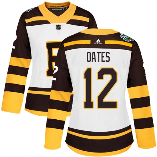 Women's Adidas Boston Bruins 12 Adam Oates Authentic White 2019 Winter Classic NHL Jersey