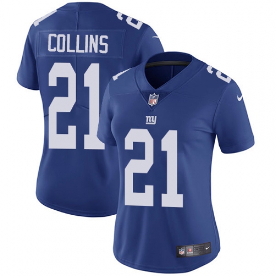 Women's Nike New York Giants 21 Landon Collins Royal Blue Team Color Vapor Untouchable Limited Player NFL Jersey